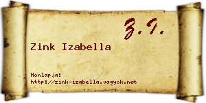 Zink Izabella névjegykártya